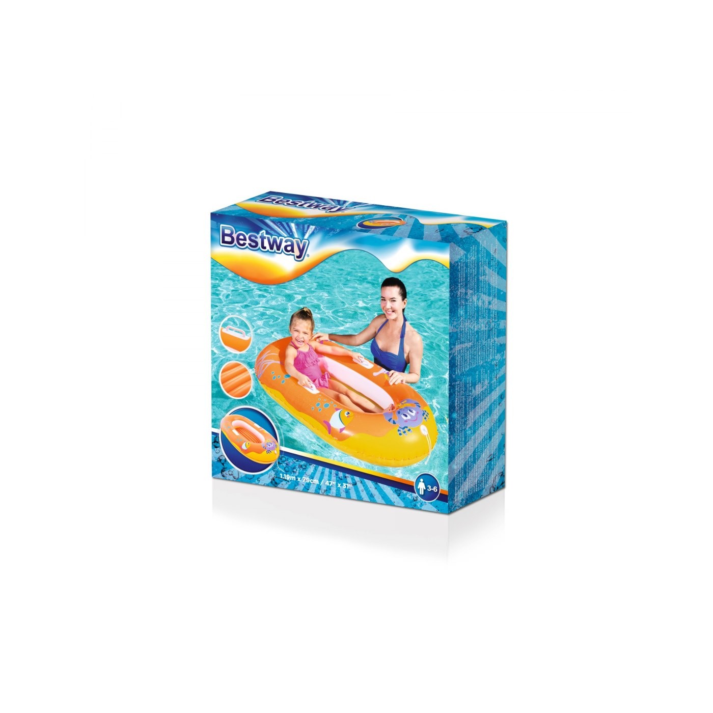 BESTWAY oranžový nafukovací ponton 119cm x 79cm