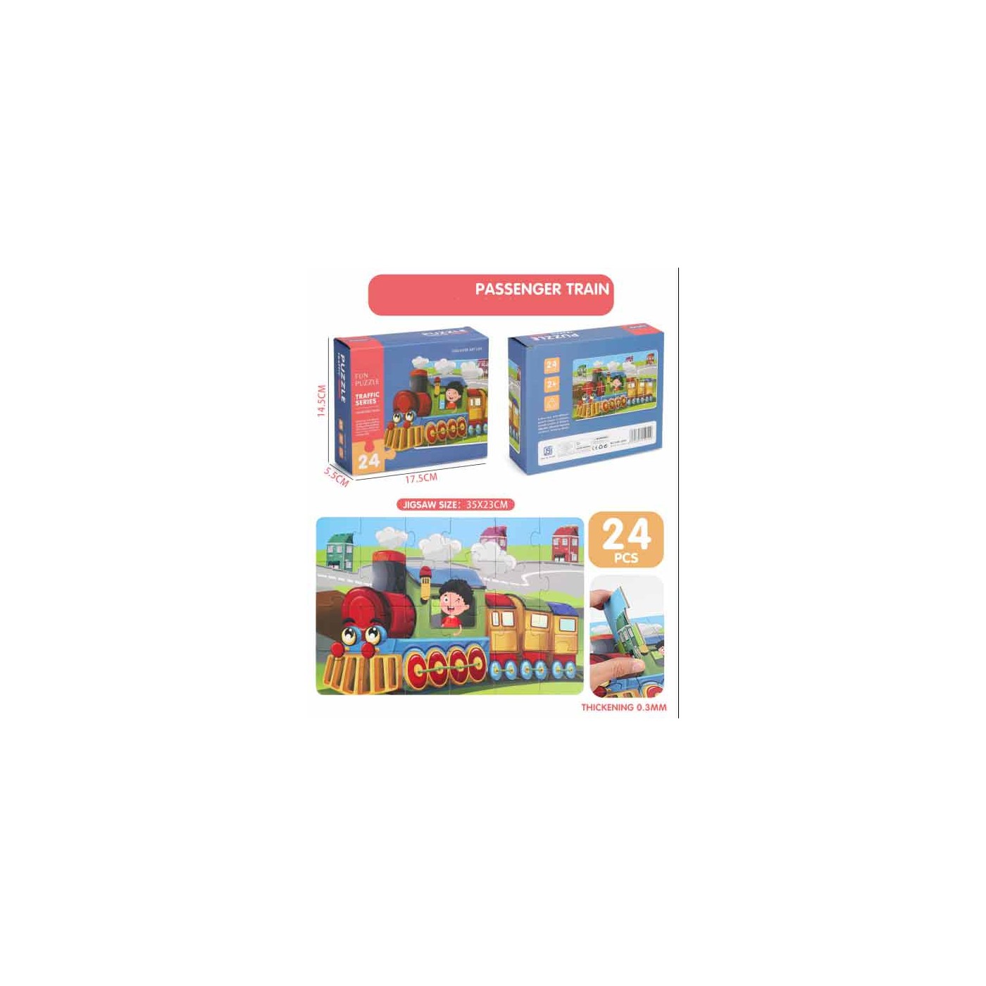 Velké puzzle pro děti 2+ puzzle puzzle hračka 24 el. Lokomotiva s řidičem
