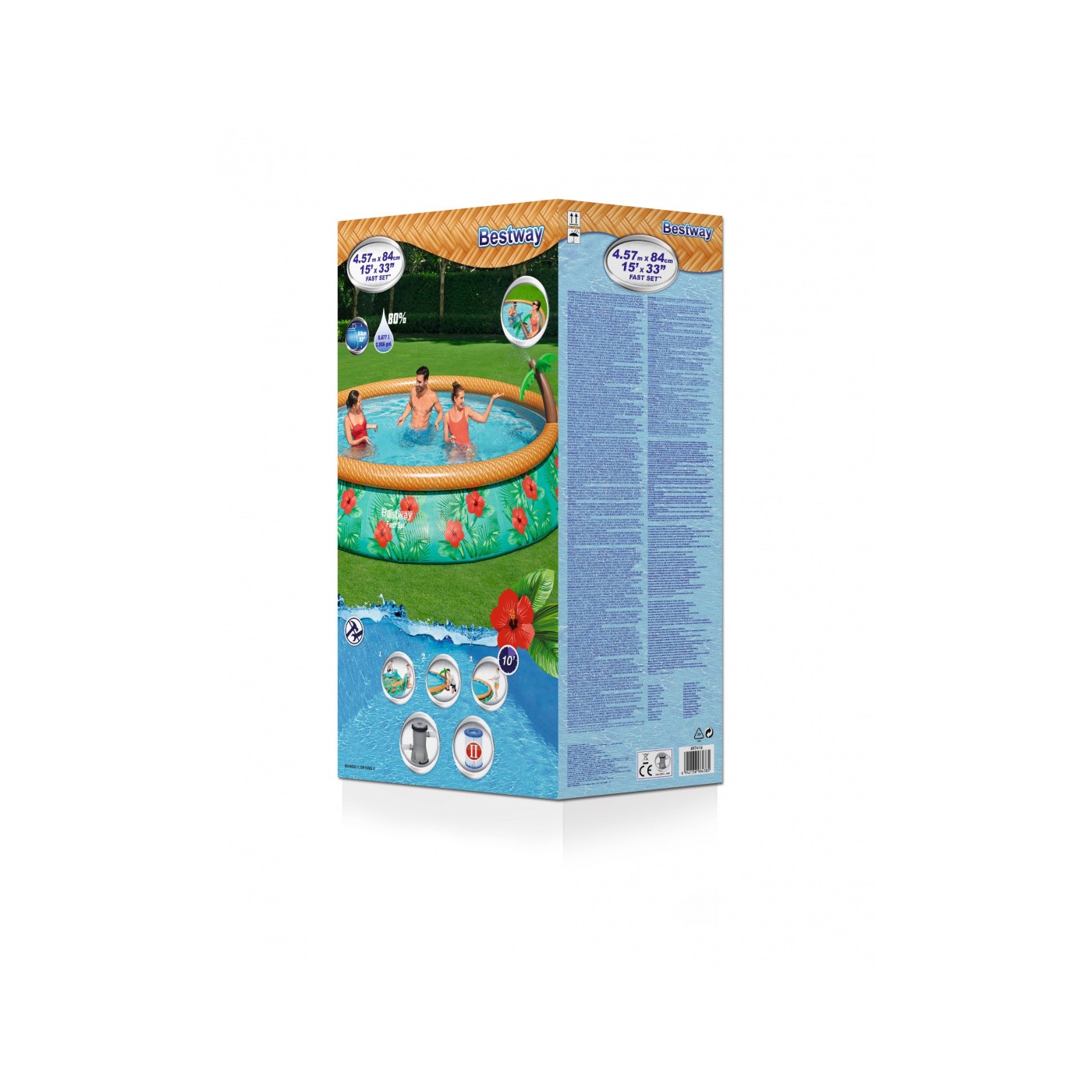 Roztahovací bazén se sprchou pro děti Tropical 457x84cm 15 stop BESTWAY