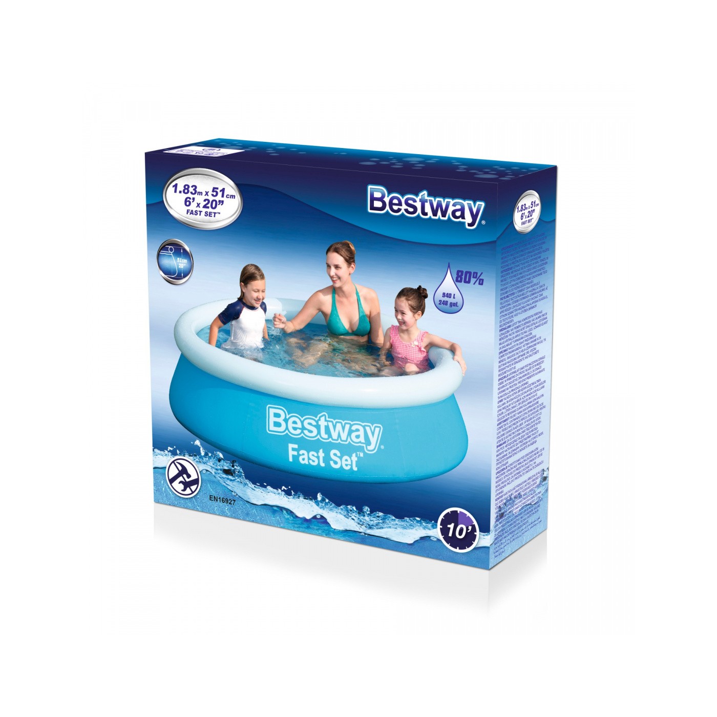 Rozšiřující bazén Fast Set 183x51 6 stop BESTWAY + opravárenská tyč