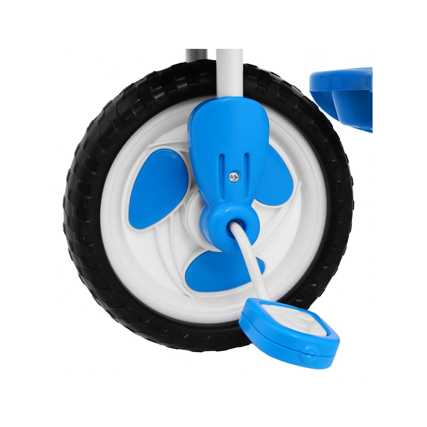 3kolové dětské kolo Blue Elephant + Zvuky + Stříška + Zábrana + Opěrka na nohy + Rukojeť + Úložný prostor