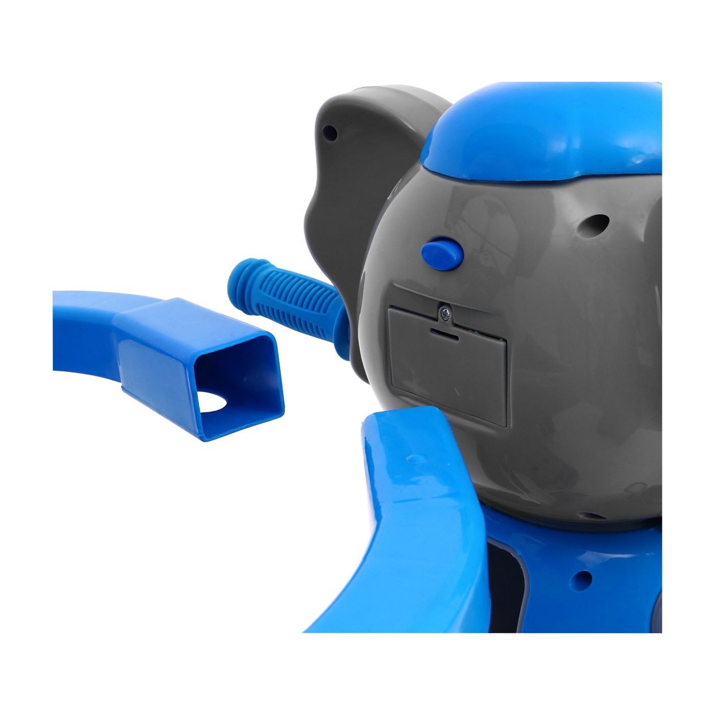 3kolové dětské kolo Blue Elephant + Zvuky + Stříška + Zábrana + Opěrka na nohy + Rukojeť + Úložný prostor