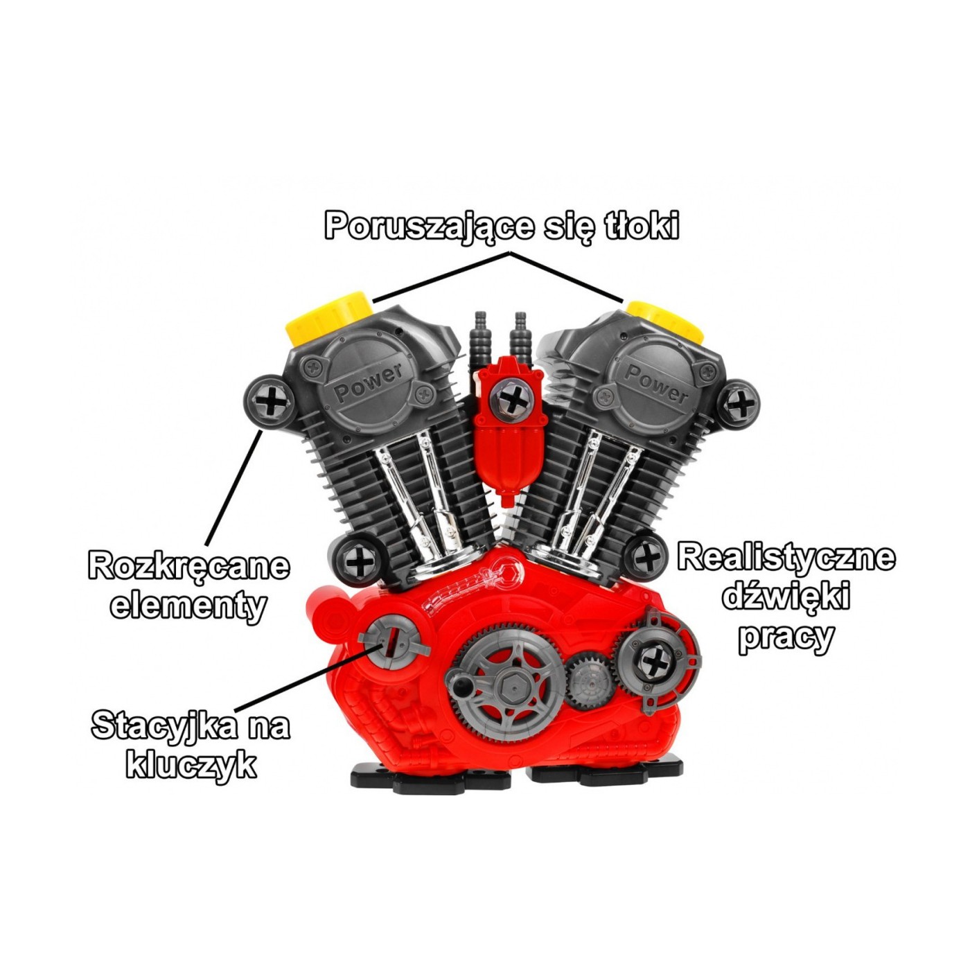 Sešroubovatelný dětský automobilový motor 3+ interaktivní efekty + pohyblivé prvky + nářadí