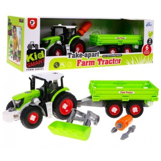 Šroubovaný traktor s přívěsem pro děti 3+ šroubovák + šroubovák + buldozer