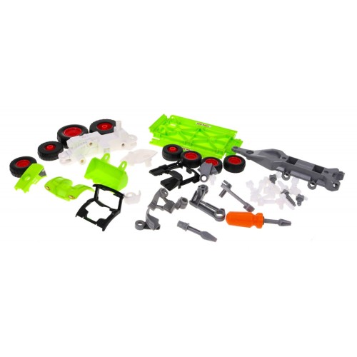 Šroubovaný traktor s přívěsem pro děti 3+ šroubovák + šroubovák + buldozer