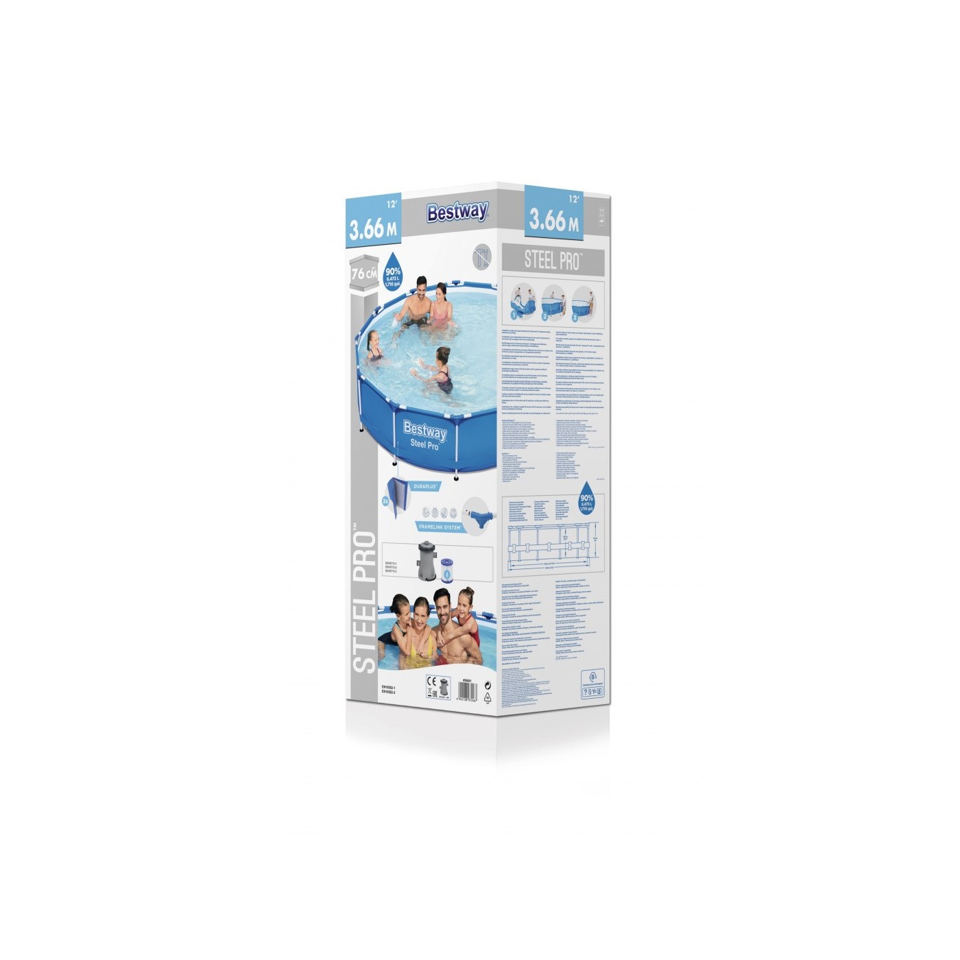 Steel Pro Steel bazén 366x76 kulatý BESTWAY 3v1 + filtr čerpadla