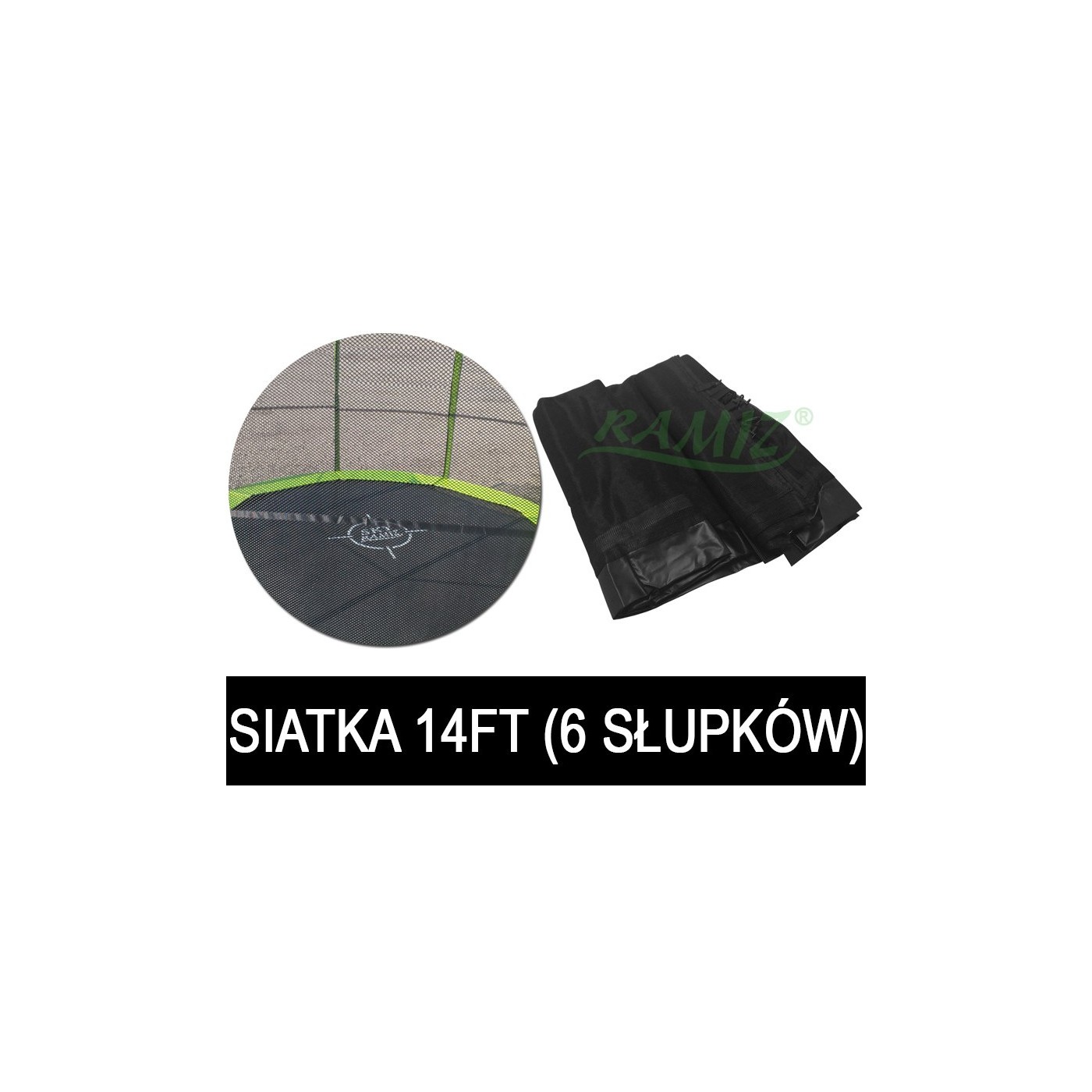 Bezpečnostní síť SkyRamiz černá pro zahradní trampolínu 427 cm/14 stop 6 tunelů na sloupky