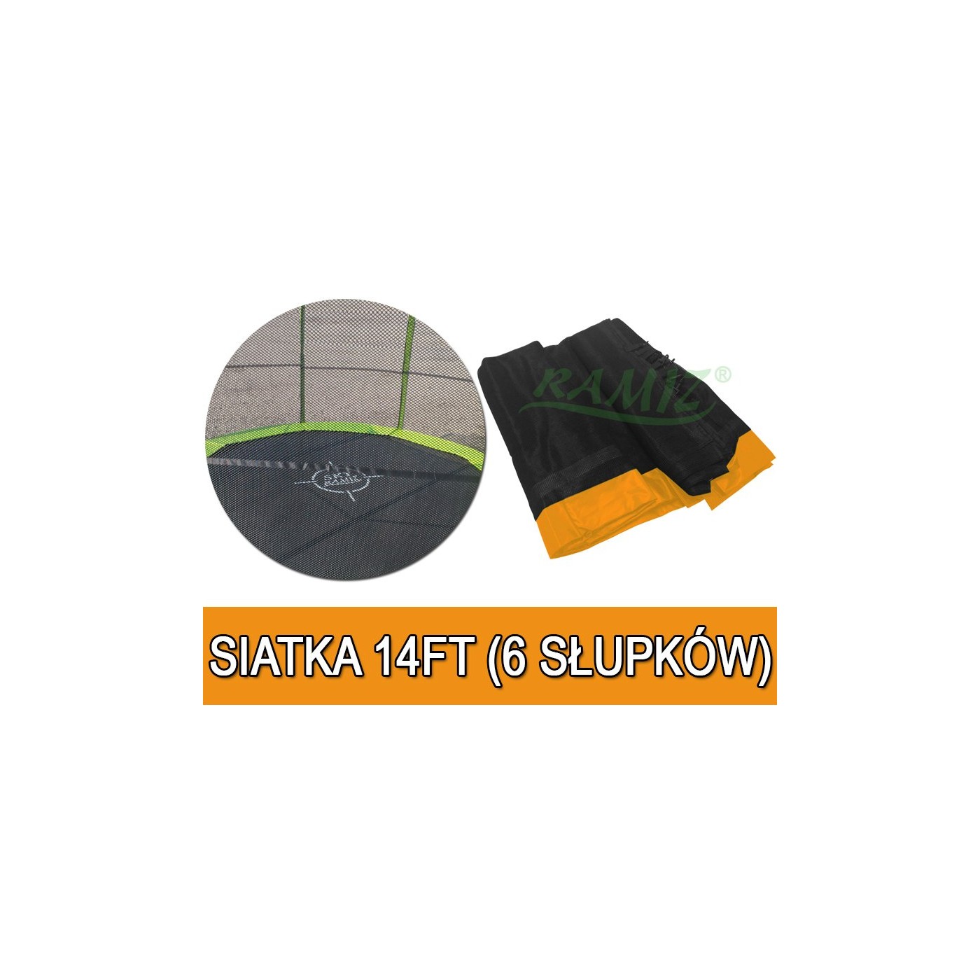 Síť na trampolínu 14 stop - 6 polí oranžová