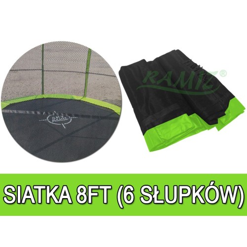 Bezpečnostní síť SkyRamiz zelená pro zahradní trampolínu 244 cm/8 stop 6 tunelů na sloupky
