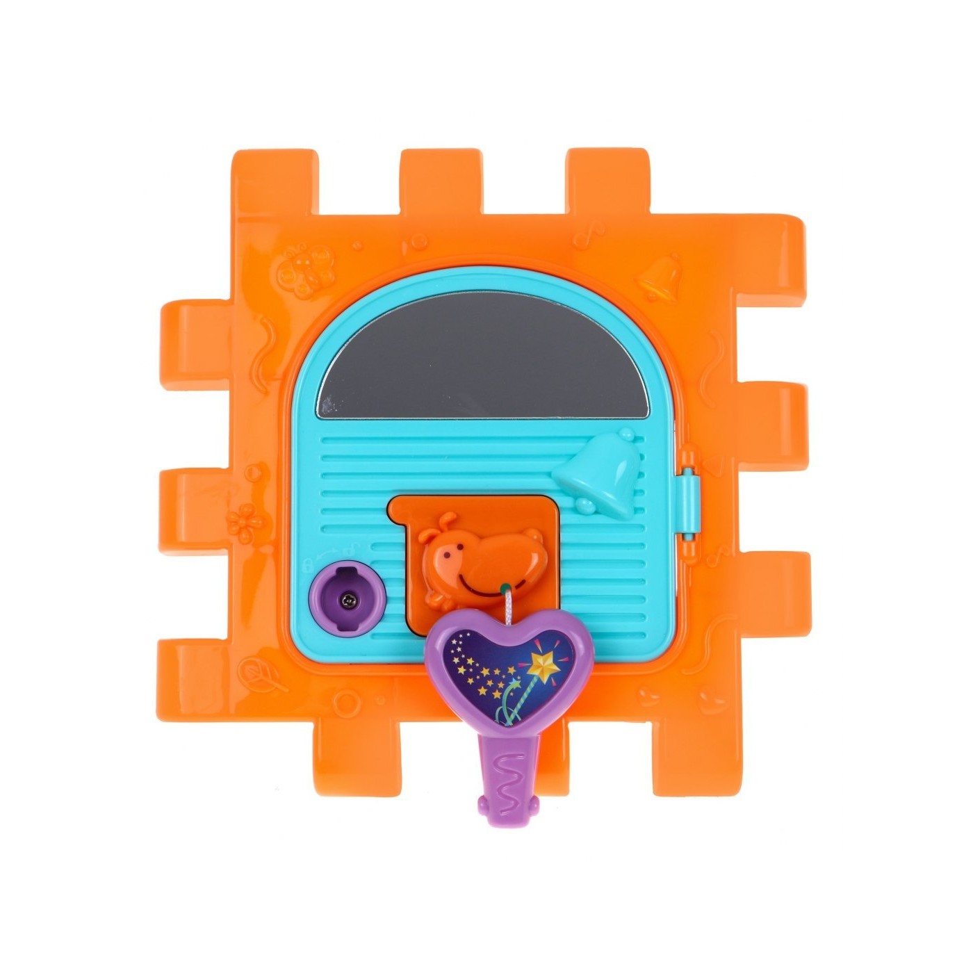 Senzorický multidomeček pro děti 18m+ Mini gry 9 Puzzlí + Pořadače + Hra senzorická + Hodiny