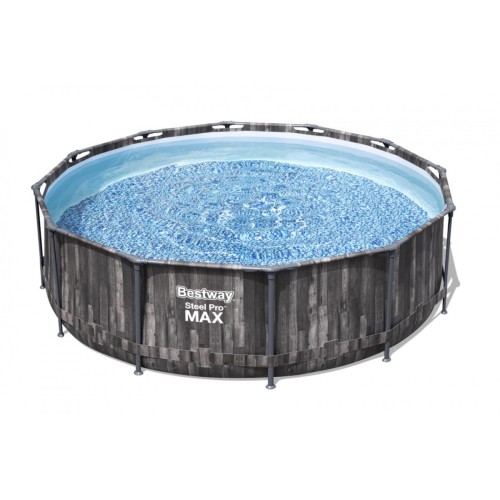 Steel Pro MAX Rack Pool 366x100 imitace dřeva 12 stop BESTWAY 4v1 + Pumpa Filtr + Žebřík