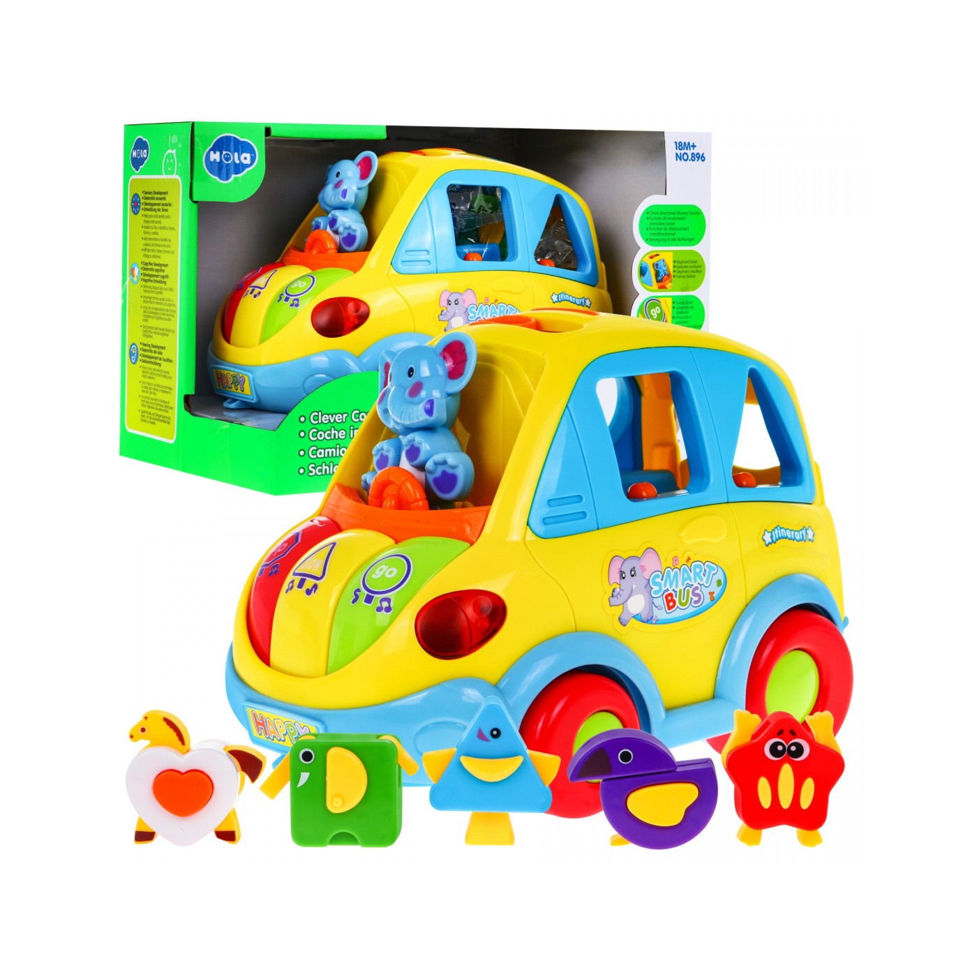 Interaktivní Smartbus pro děti 18m+ Echoes of Light + Shape Sorter + Shape Changing Pads