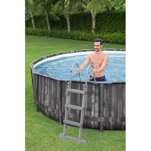 Steel Pro MAX Rack Pool 366x100 imitace dřeva 12 stop BESTWAY 4v1 + Pumpa Filtr + Žebřík