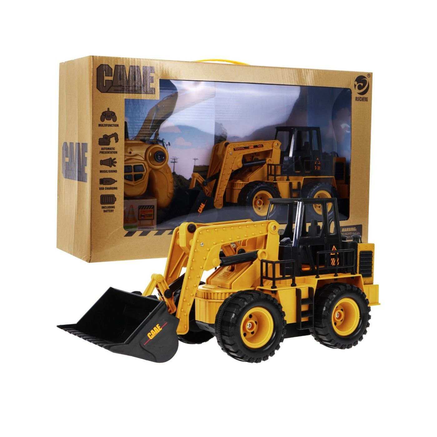 Dětský buldozer na dálkové ovládání 3+ model 1:24  Pohyblivá lžíce + Zvuky + Doplňky