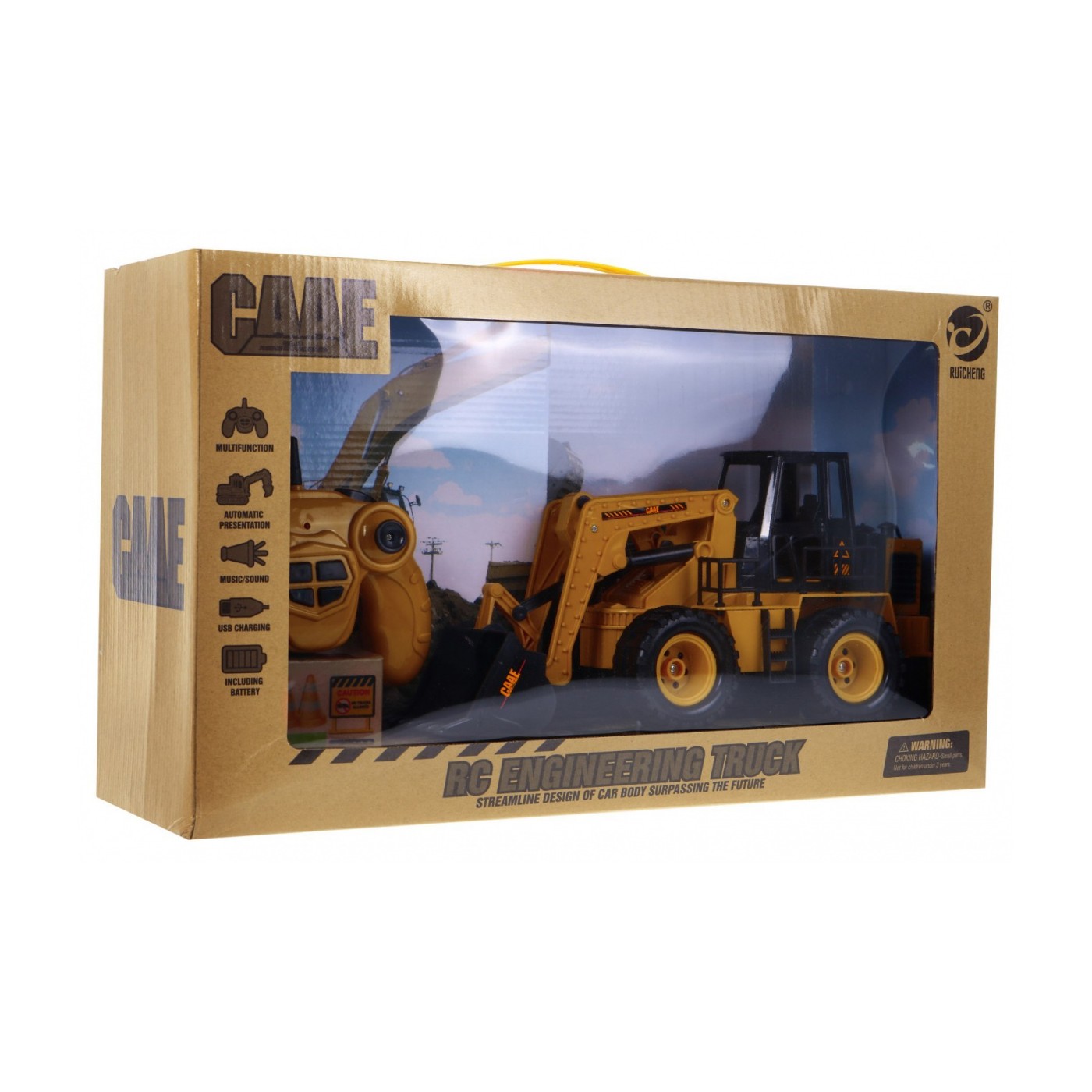 Dětský buldozer na dálkové ovládání 3+ model 1:24  Pohyblivá lžíce + Zvuky + Doplňky