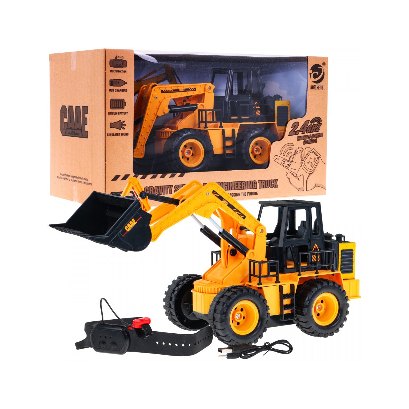 Ručně ovládaný buldozer pro děti 6+  Inteligentní náramek na ruku + Pohyblivá lžíce