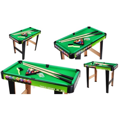 Kulečníkový stůl pro děti 8+ a dospělé MDF + Deska MDF + Zelené sukno + Barevné koule + Doplňky
