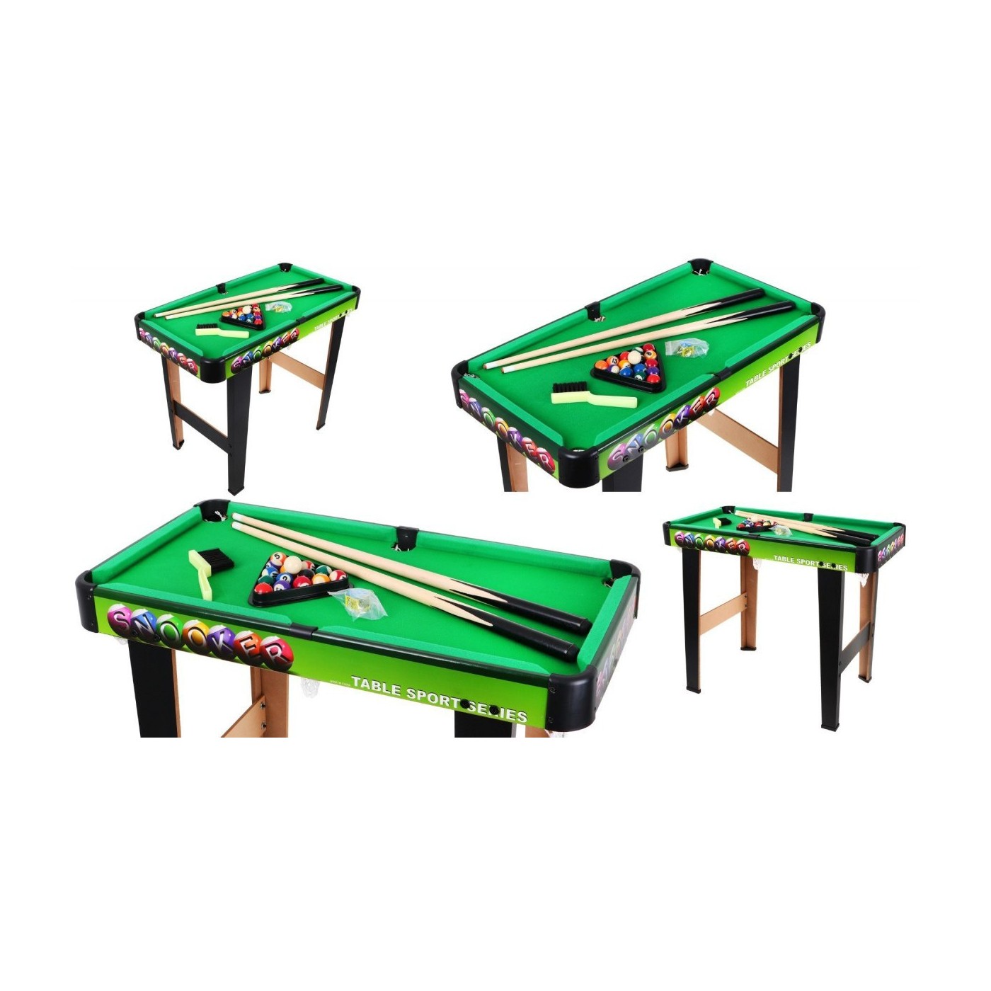 Kulečníkový stůl pro děti 8+ a dospělé MDF + Deska MDF + Zelené sukno + Barevné koule + Doplňky