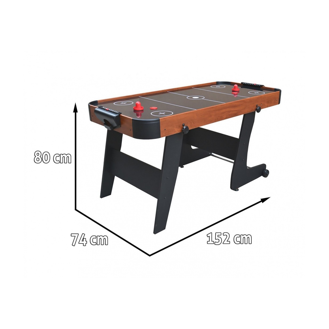 Cymbergaj pro děti + Hrací stůl s MDF + Rodinná hra Air Hockey hnědá 152x74x80cm