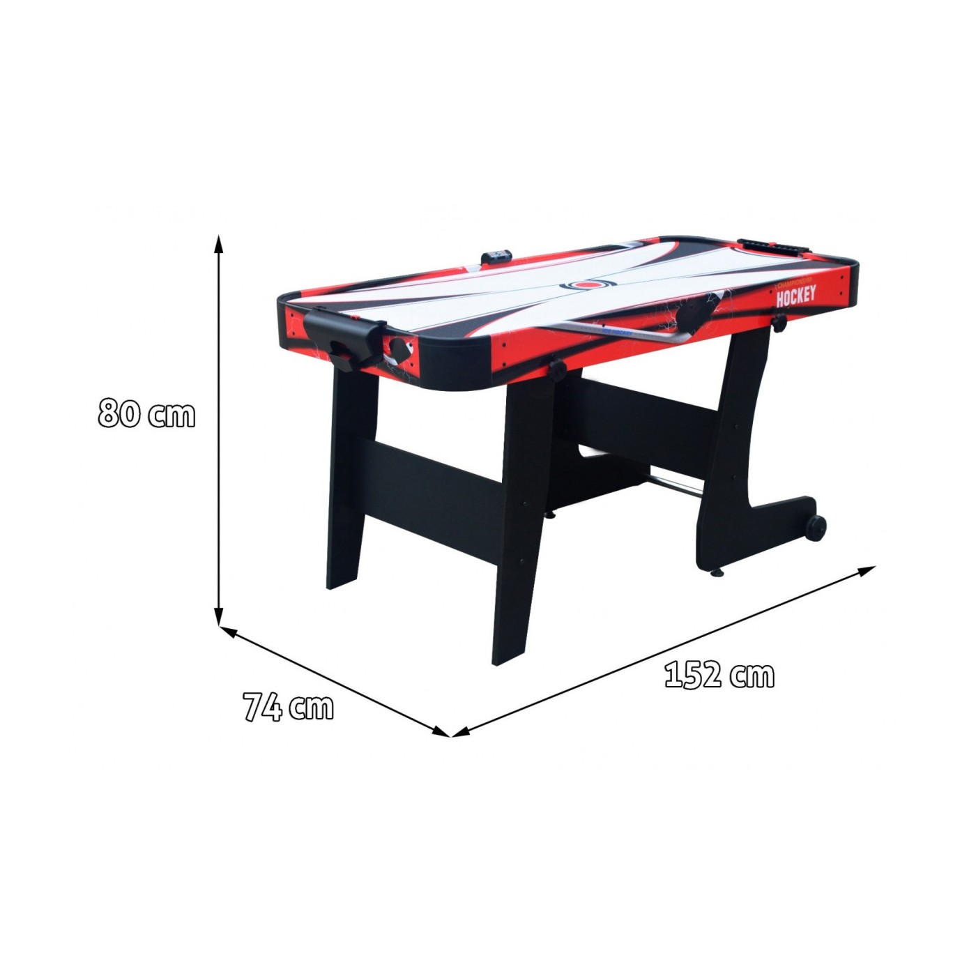 Cymbergaj pro děti + Hrací stůl s MDF + Rodinná hra Air Hockey červená 152x74x80cm