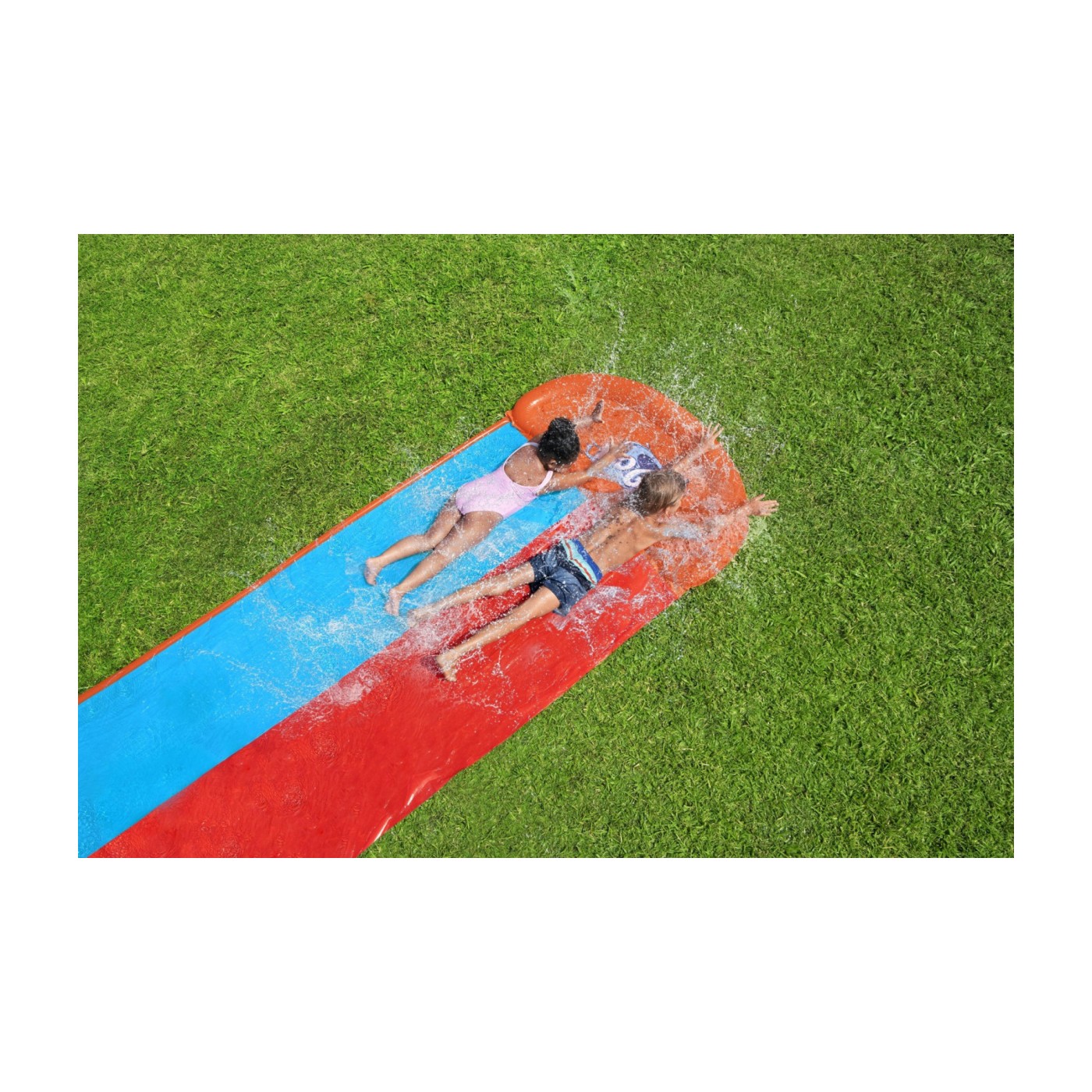 Dvojitá vodní skluzavka pro děti 3+ tsunami dráha 488 cm BESTWAY + opravná záplata