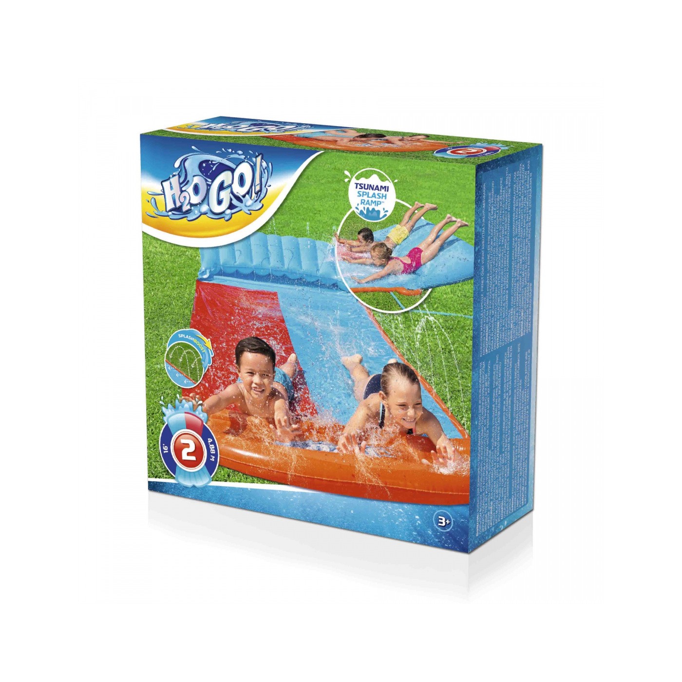 Dvojitá vodní skluzavka pro děti 3+ tsunami dráha 488 cm BESTWAY + opravná záplata