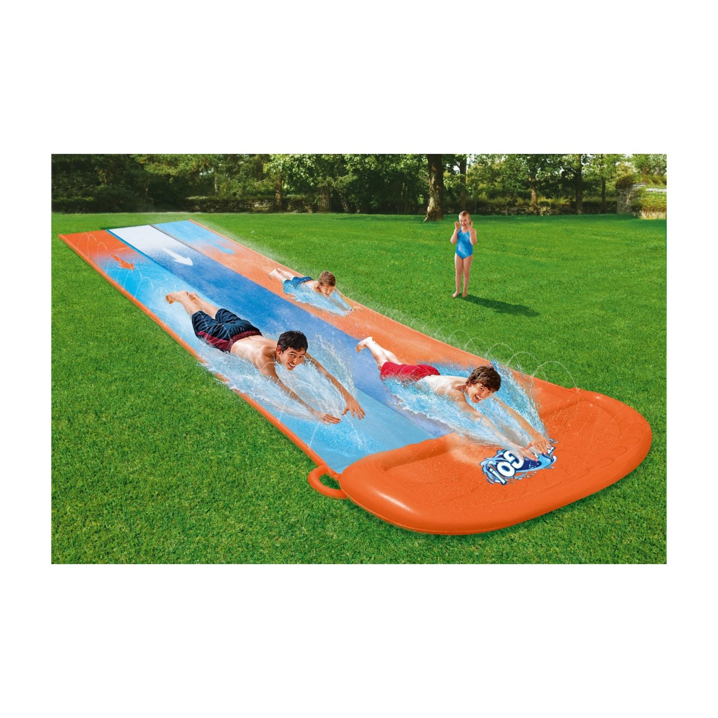Dětská vodní skluzavka 3+ trojitá dráha 488 cm BESTWAY + opravná tyč