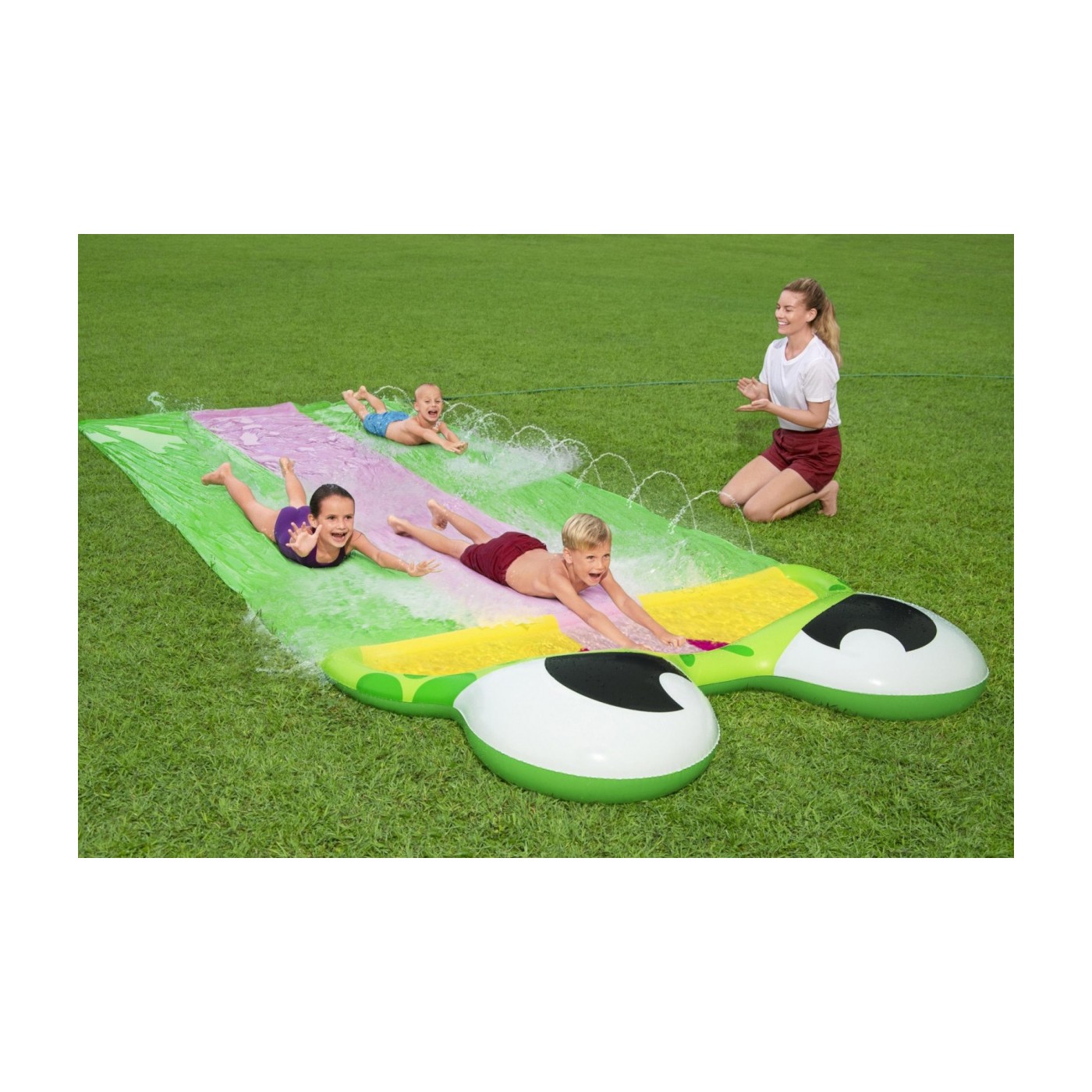 Trojitá vodní skluzavka dětská hračka 3+ dráha 488 cm BESTWAY + opravná tyč