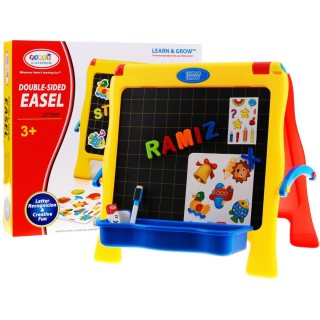 Oboustranná vzdělávací tabule 4v1 pro děti 3+ křídová tabule + magnetické kancelářské sponky + příslušenství