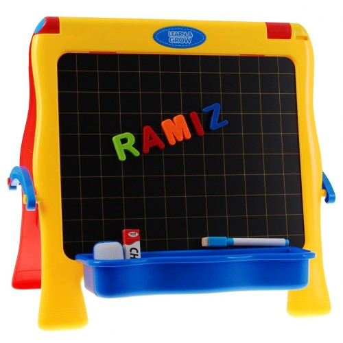 Oboustranná vzdělávací tabule 4v1 pro děti 3+ křídová tabule + magnetické kancelářské sponky + příslušenství