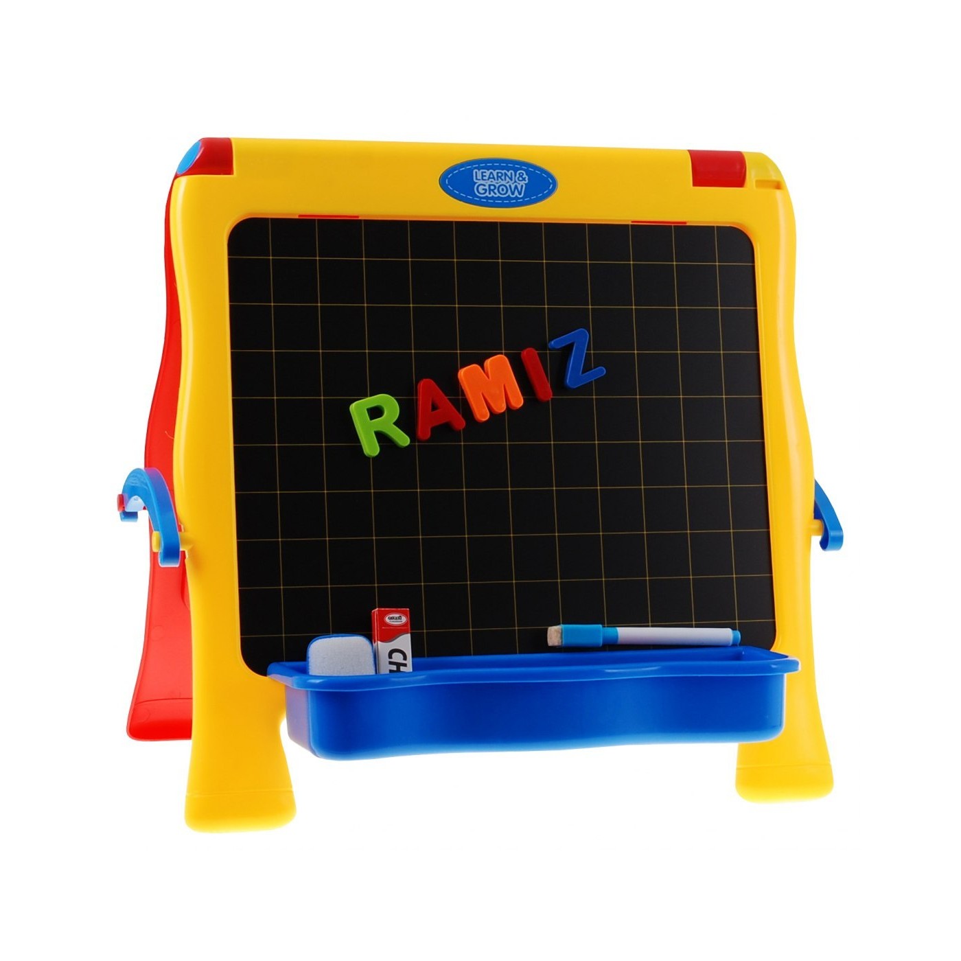Oboustranná vzdělávací tabule 4v1 pro děti 3+ křídová tabule + magnetické kancelářské sponky + příslušenství