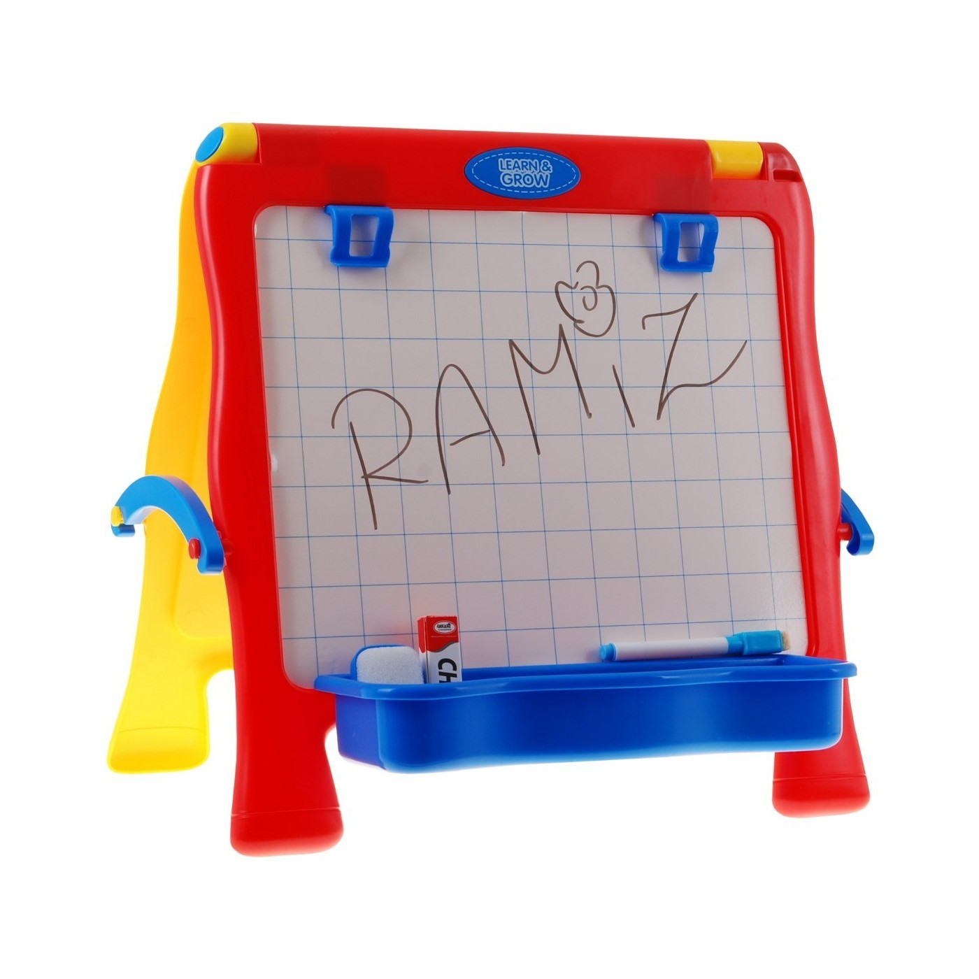 Oboustranná vzdělávací tabule 4v1 pro děti 3+ křídová tabule + magnetické kancelářské sponky + příslušenství