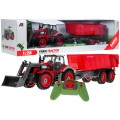 Rýpadlo traktor a přívěsem pro děti 3+ dálkové ovládání + pohyblivé prvky červená