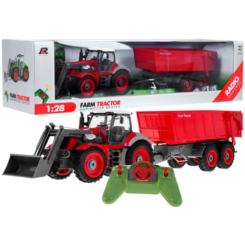 Rýpadlo traktor a přívěsem pro děti 3+ dálkové ovládání + pohyblivé prvky červená