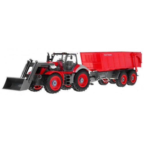 Rýpadlo traktor a přívěsem pro děti 3+ dálkové ovládání + pohyblivé prvky červená