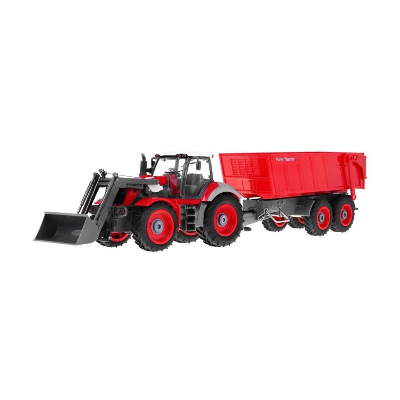 Rýpadlo traktor a přívěsem pro děti 3+ dálkové ovládání + pohyblivé prvky červená