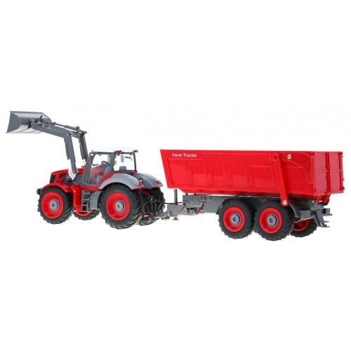 Rýpadlo traktor a přívěsem pro děti 3+ dálkové ovládání + pohyblivé prvky červená