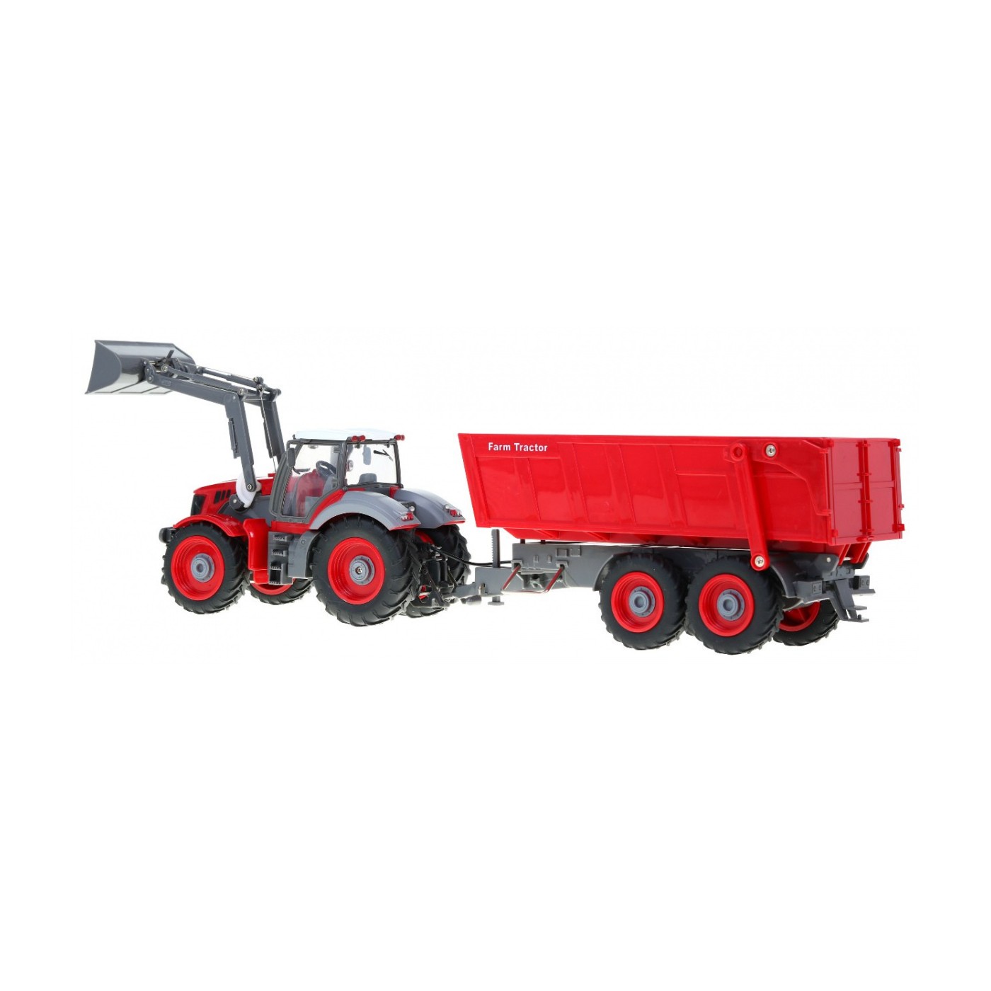 Rýpadlo traktor a přívěsem pro děti 3+ dálkové ovládání + pohyblivé prvky červená
