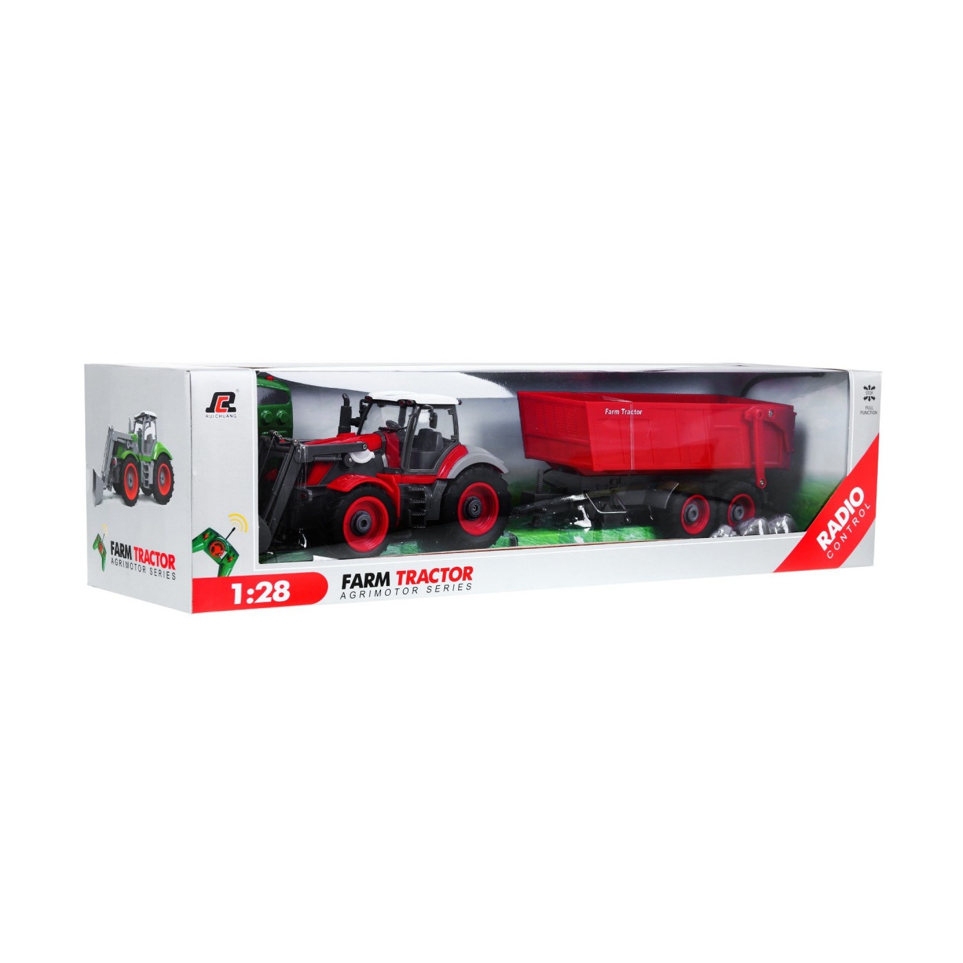Rýpadlo traktor a přívěsem pro děti 3+ dálkové ovládání + pohyblivé prvky červená