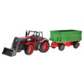 Rypadlový traktor a přívěsem pro děti 3+ dálkové ovládání + pohyblivé prvky červeno-zelená