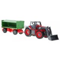 Rypadlový traktor a přívěsem pro děti 3+ dálkové ovládání + pohyblivé prvky červeno-zelená
