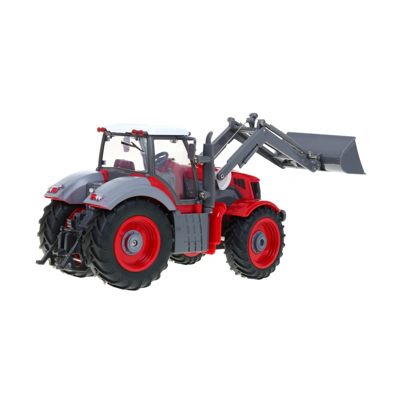 Rypadlový traktor a přívěsem pro děti 3+ dálkové ovládání + pohyblivé prvky červeno-zelená