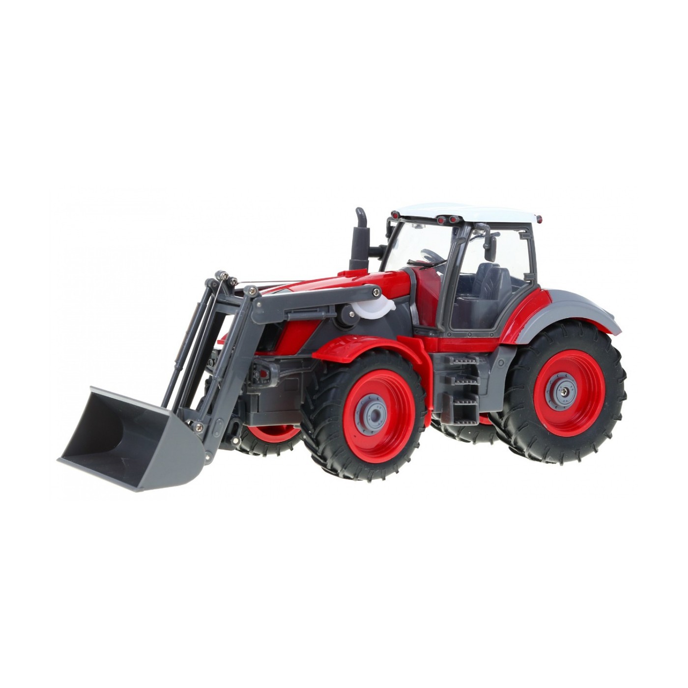 Rypadlový traktor a přívěsem pro děti 3+ dálkové ovládání + pohyblivé prvky červeno-zelená