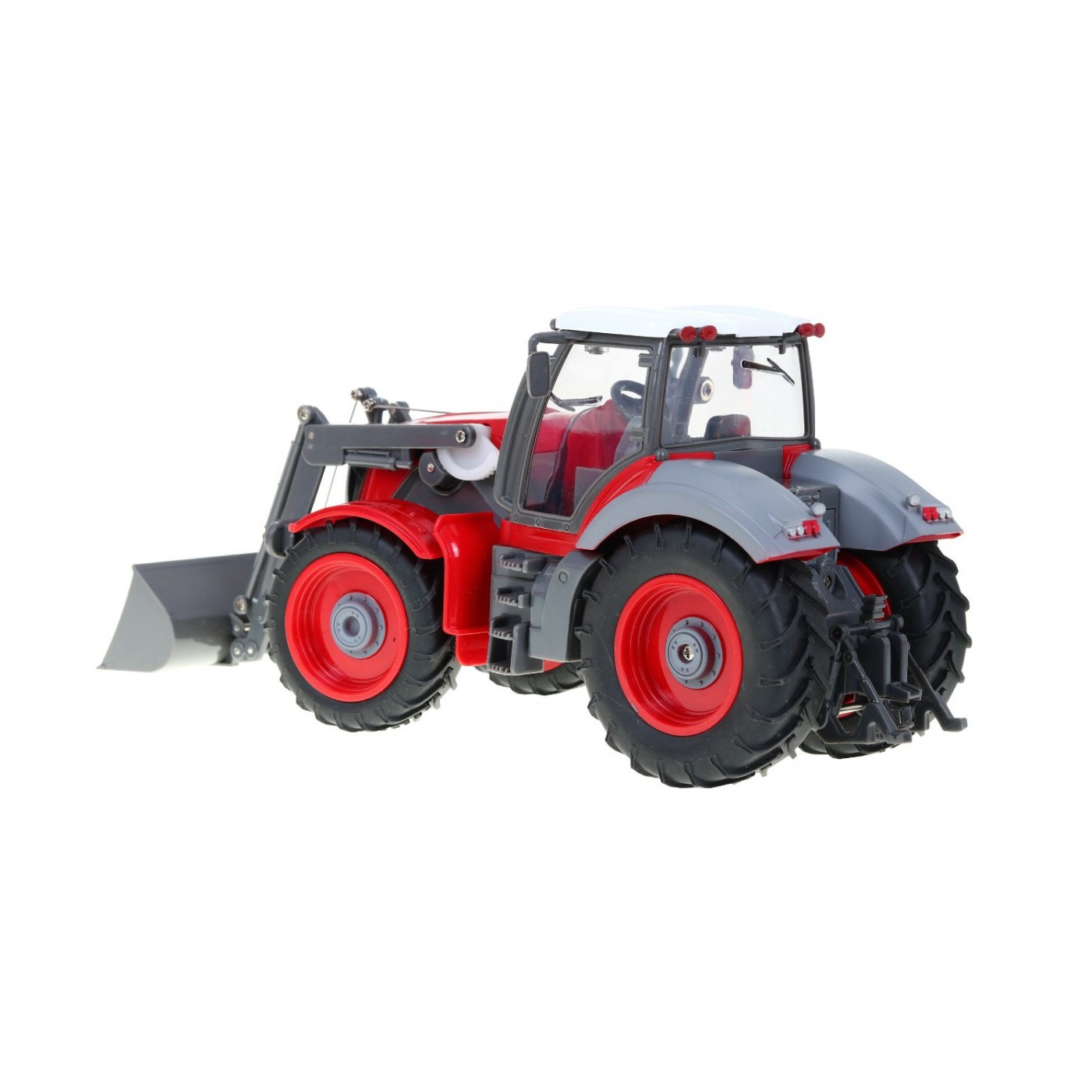 Rypadlový traktor a přívěsem pro děti 3+ dálkové ovládání + pohyblivé prvky červeno-zelená