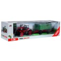 Rypadlový traktor a přívěsem pro děti 3+ dálkové ovládání + pohyblivé prvky červeno-zelená