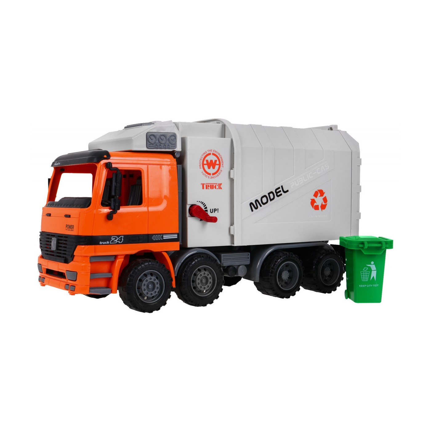 Dětský popelářský vůz 3+ Pohyblivé prvky + Kontejner + Nauka o ekologii