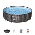 Steel Pro MAX Rack bazén 427x107 imitace dřeva 14 STOP BESTWAY 5v1 + Pumpa + Žebřík