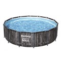 Steel Pro MAX Rack bazén 427x107 imitace dřeva 14 STOP BESTWAY 5v1 + Pumpa + Žebřík