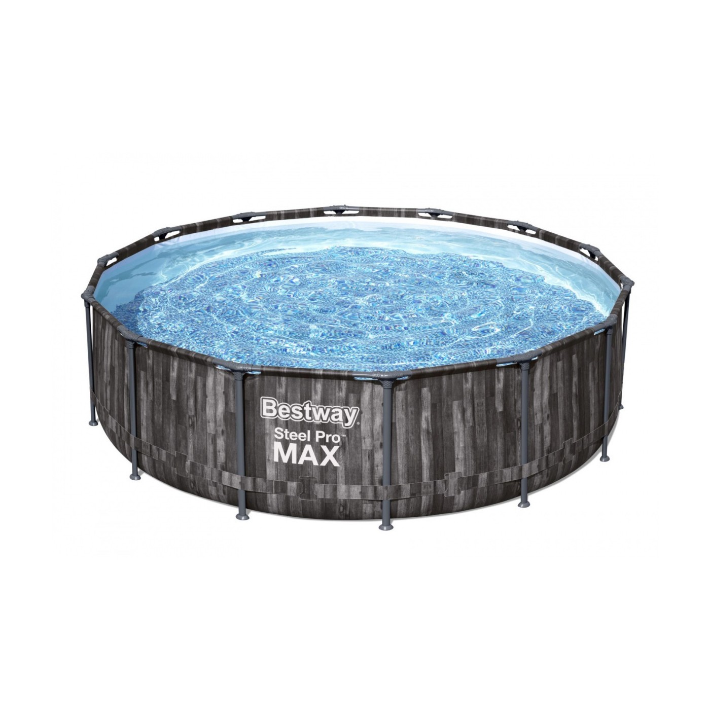 Steel Pro MAX Rack bazén 427x107 imitace dřeva 14 STOP BESTWAY 5v1 + Pumpa + Žebřík