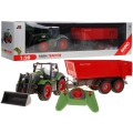 Rypadlový traktor a dětský přívěs 3+ dálkové ovládání + pohyblivé prvky zeleno-červená